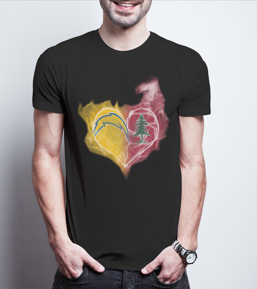 Los Angeles Chargers Stanford Cardinal Heart Fusion T-Shirt
