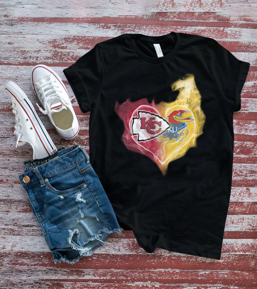 Kansas City Chiefs Ku Jayhawks Heart Smoke T-Shirt