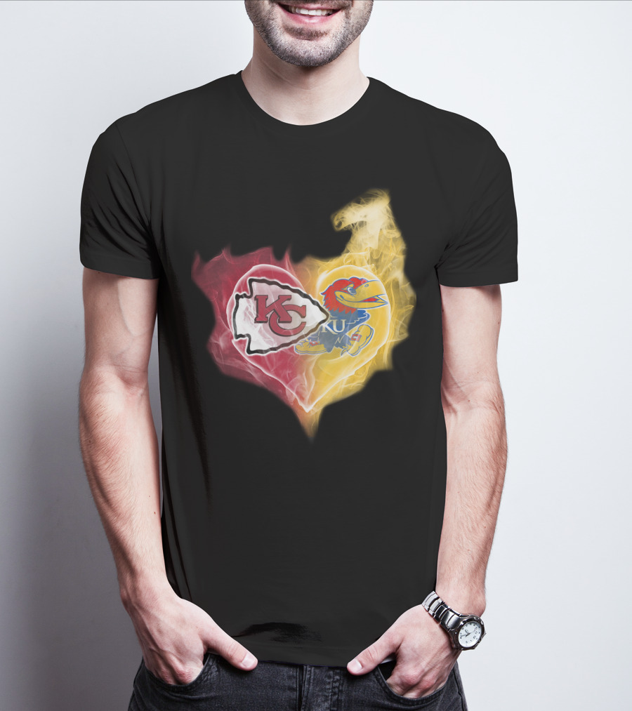 Kansas City Chiefs Ku Jayhawks Heart Smoke T-Shirt