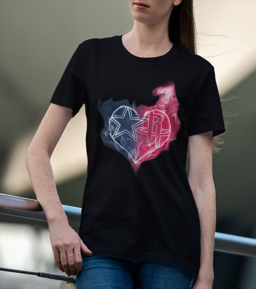 Dallas Cowboys Houston Rockets Heart Fusion T-Shirt