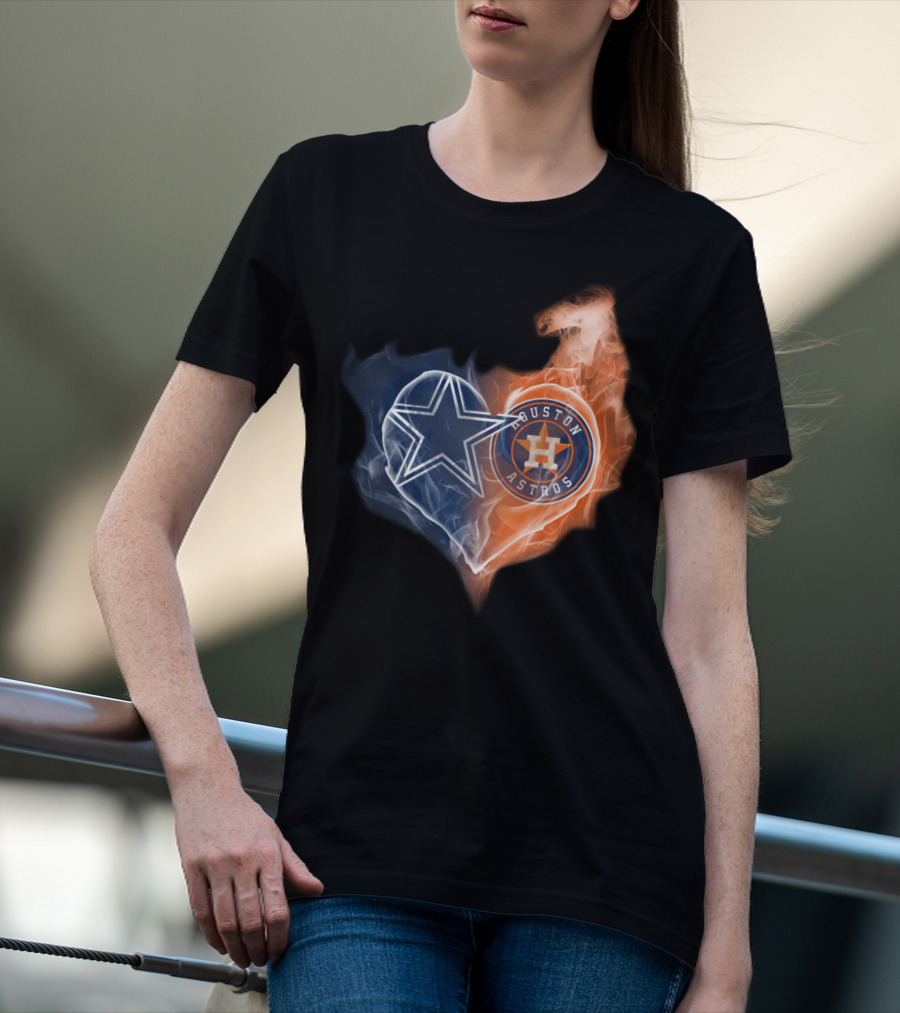 Dallas Cowboys Houston Astros Heart T-Shirt