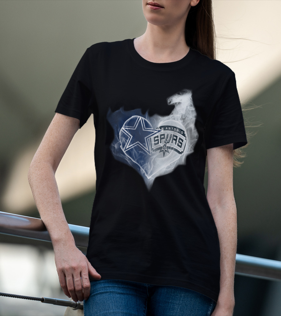 Dallas Cowboys San Antonio Spurs Heart Smoke T-Shirt