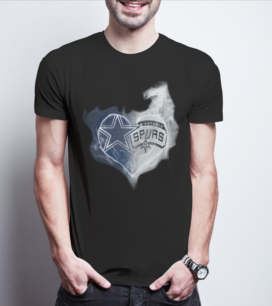 Dallas Cowboys San Antonio Spurs Heart Smoke T-Shirt