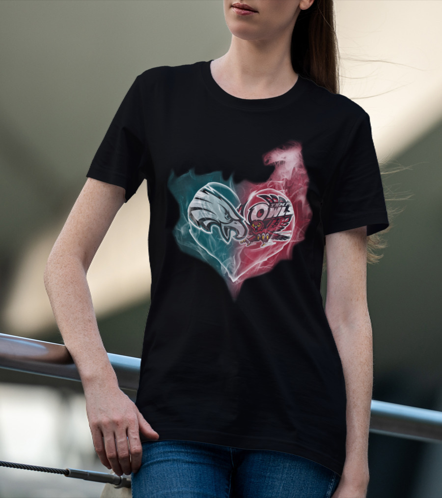 Philadelphia Eagles And Temple Owls Heart Shape T-Shirt