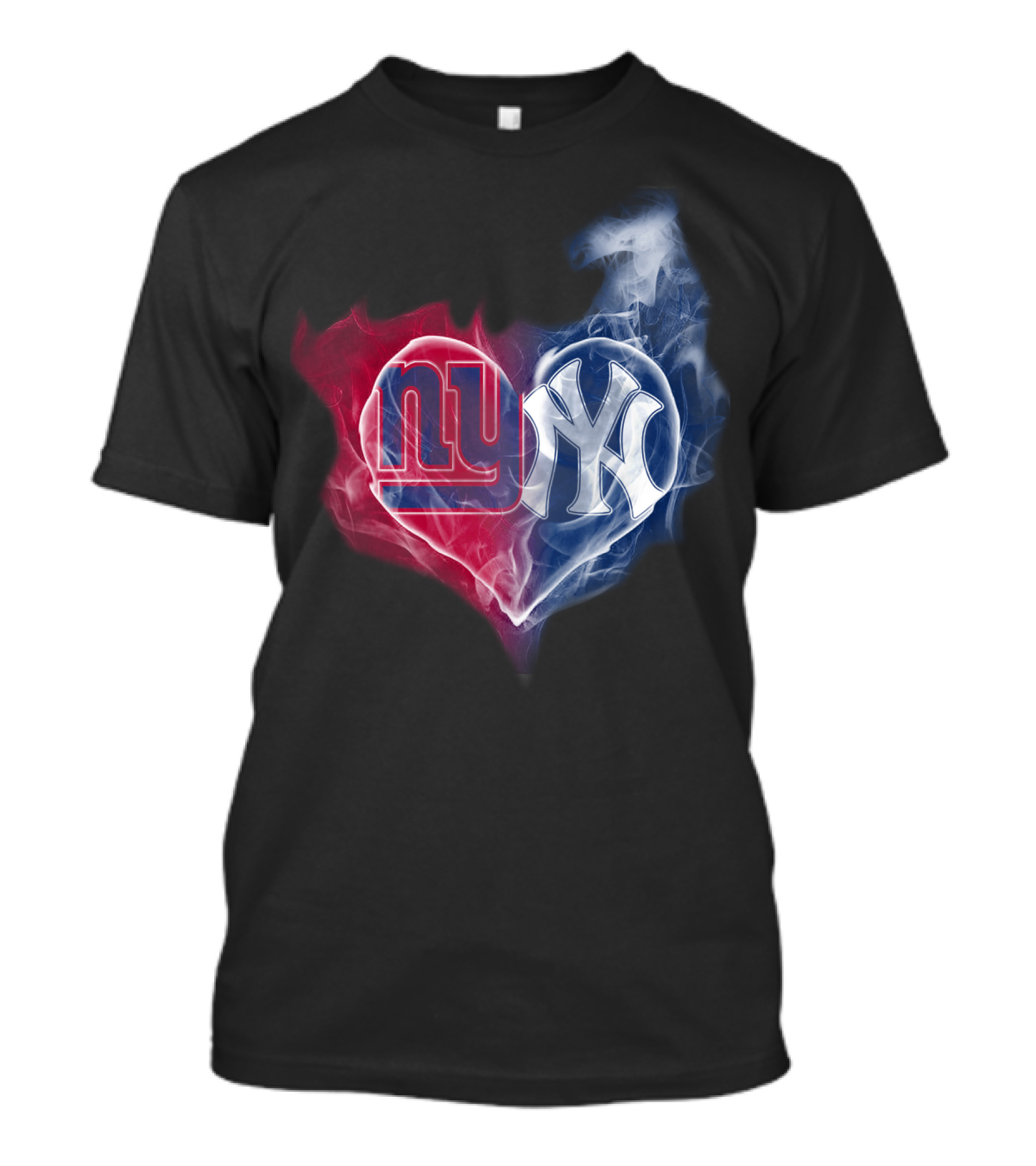 New York Giants Yankees Heart Smoke T-Shirt
