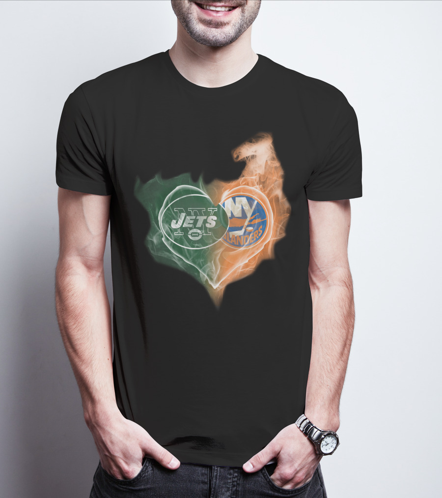 Jets Islanders Heart Smoke T-Shirt