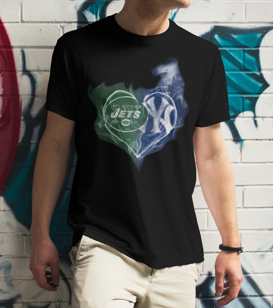 Jets Yankees Smoke Heart Fusion T-Shirt
