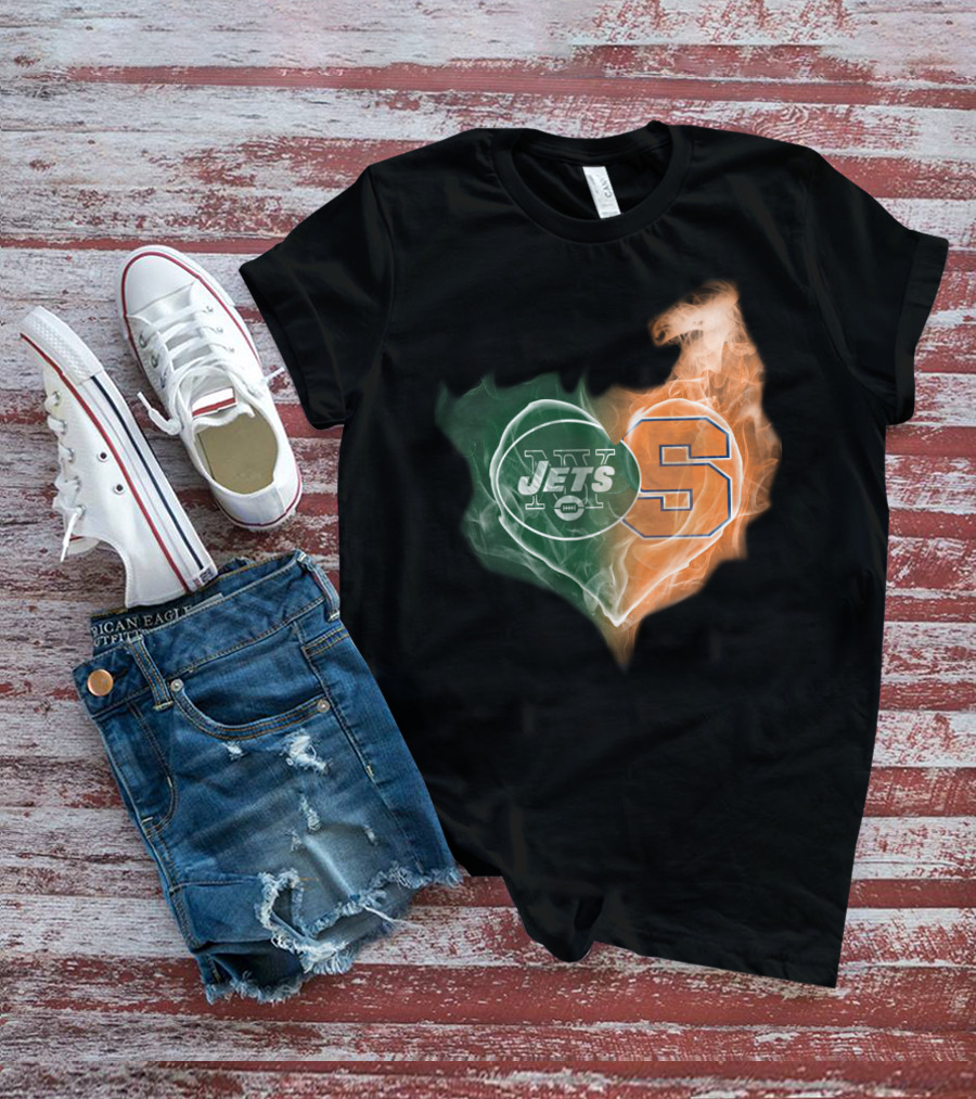 New York Jets Syracuse Orange Heart T-Shirt