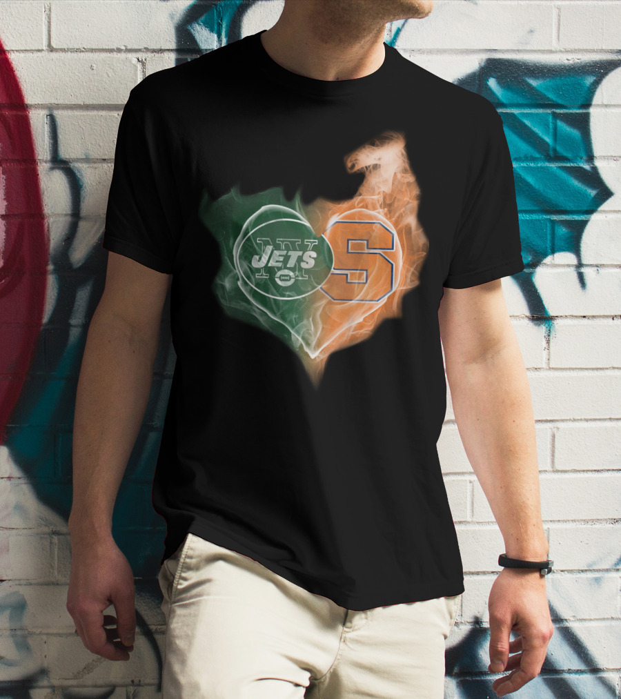 New York Jets Syracuse Orange Heart T-Shirt