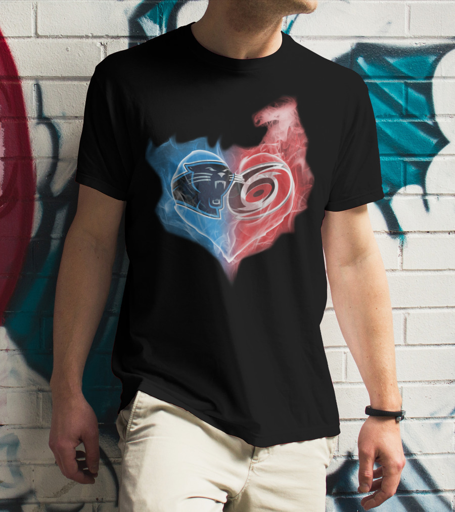 Carolina Panthers And Hurricanes Heart Fusion T-Shirt