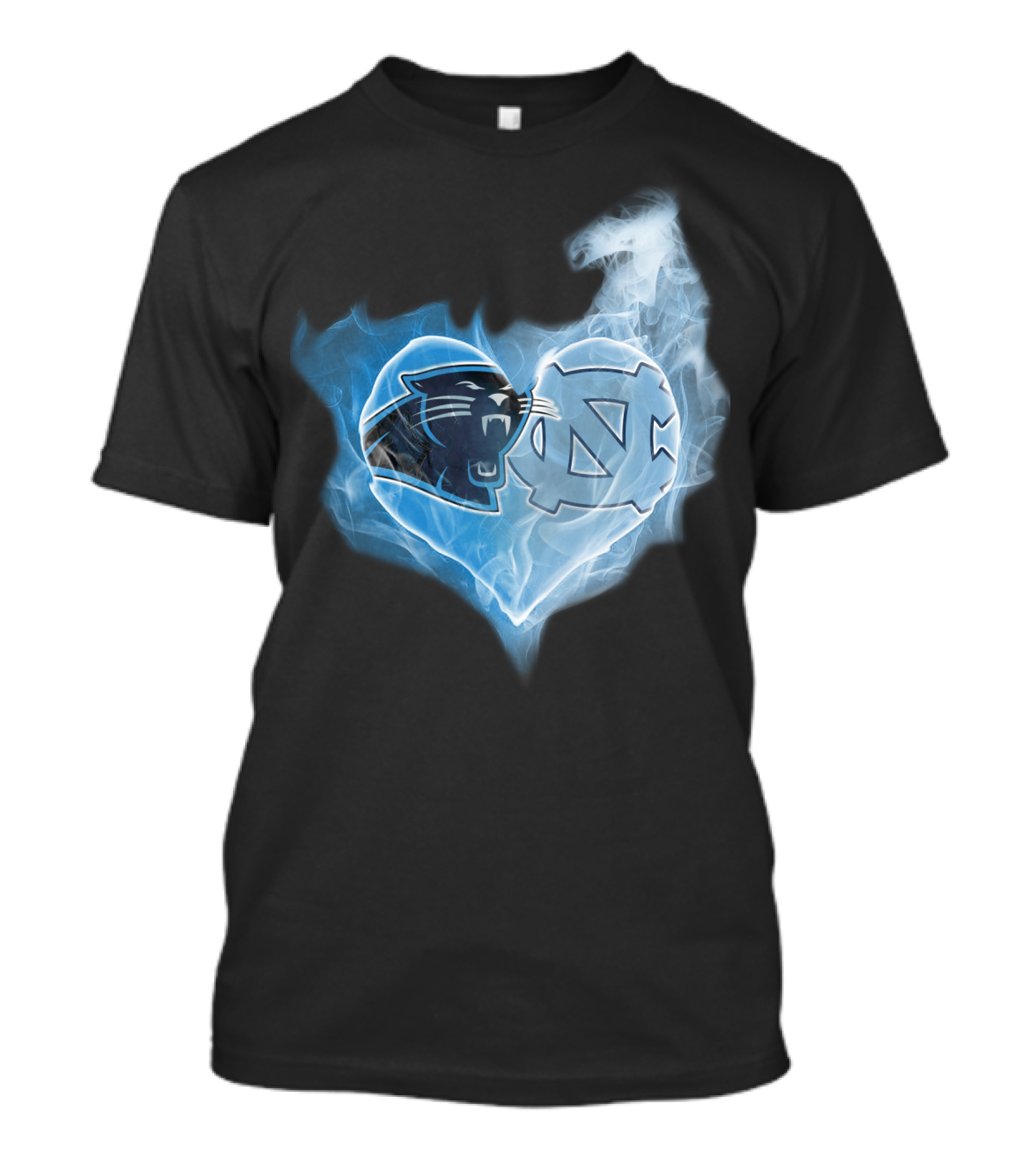 Carolina Panthers Unc Tar Heels Heart Smoke Fusion T-Shirt