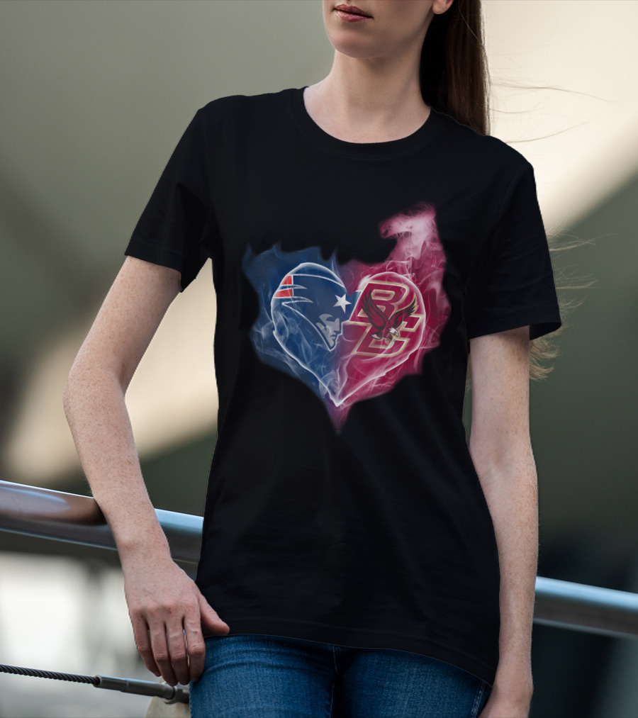 New England Patriots And Boston College Eagles Heart Fusion T-Shirt