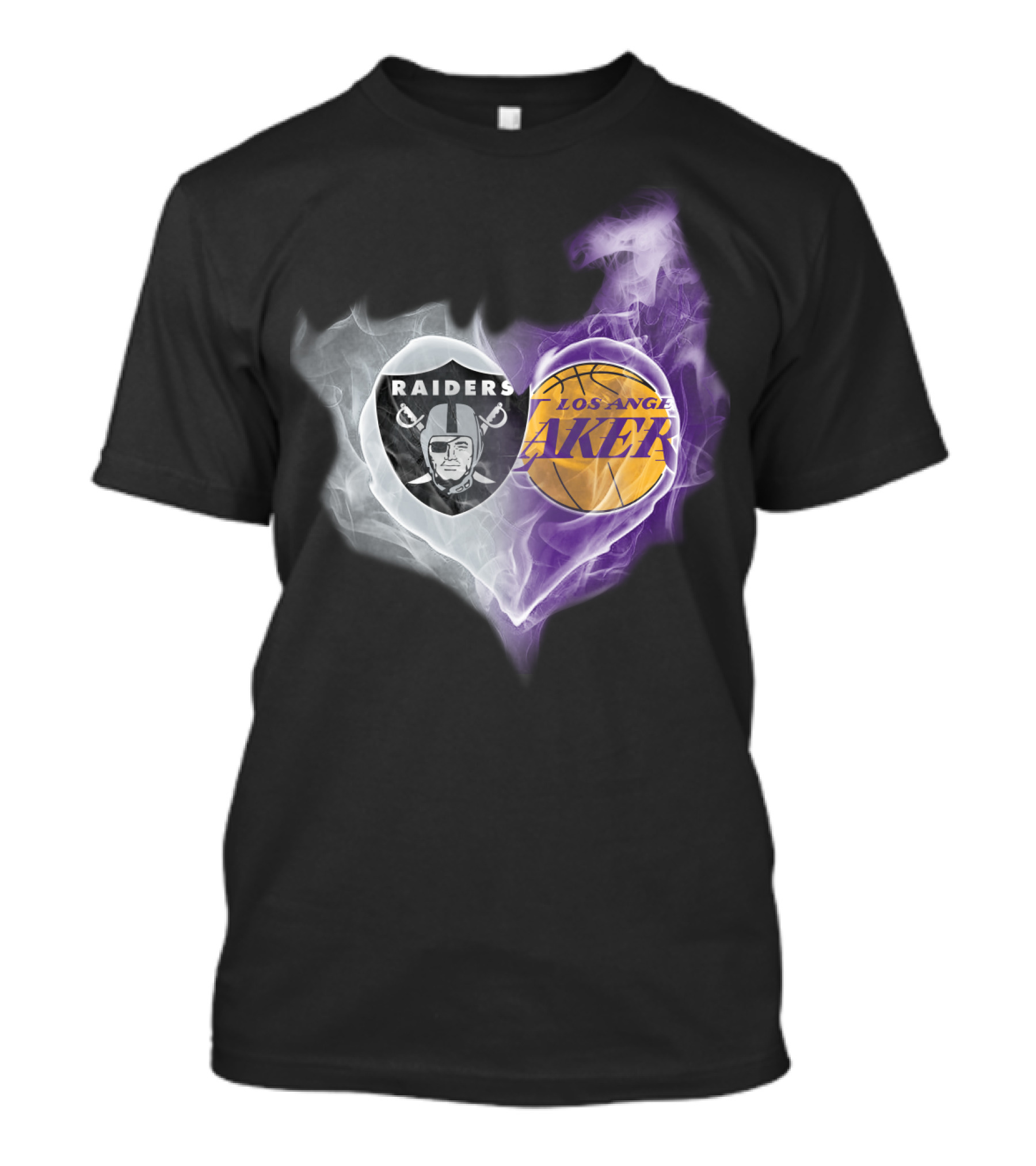 Raiders Los Angeles Lakers Heart Smoke T-Shirt