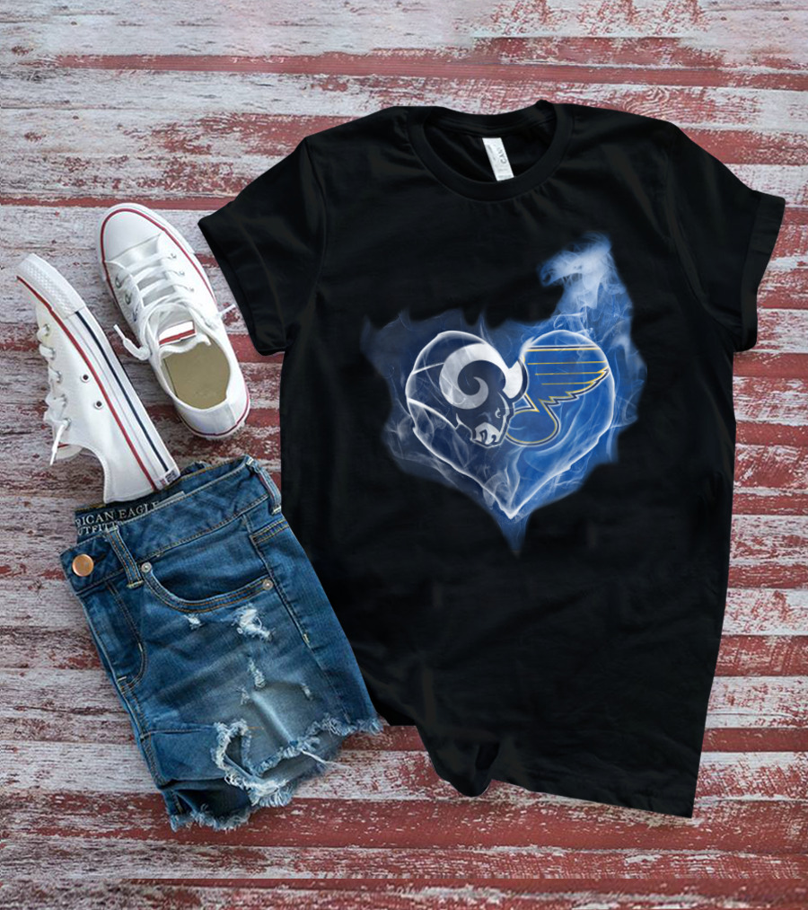 Rams Blues Heart Logo Fusion T-Shirt