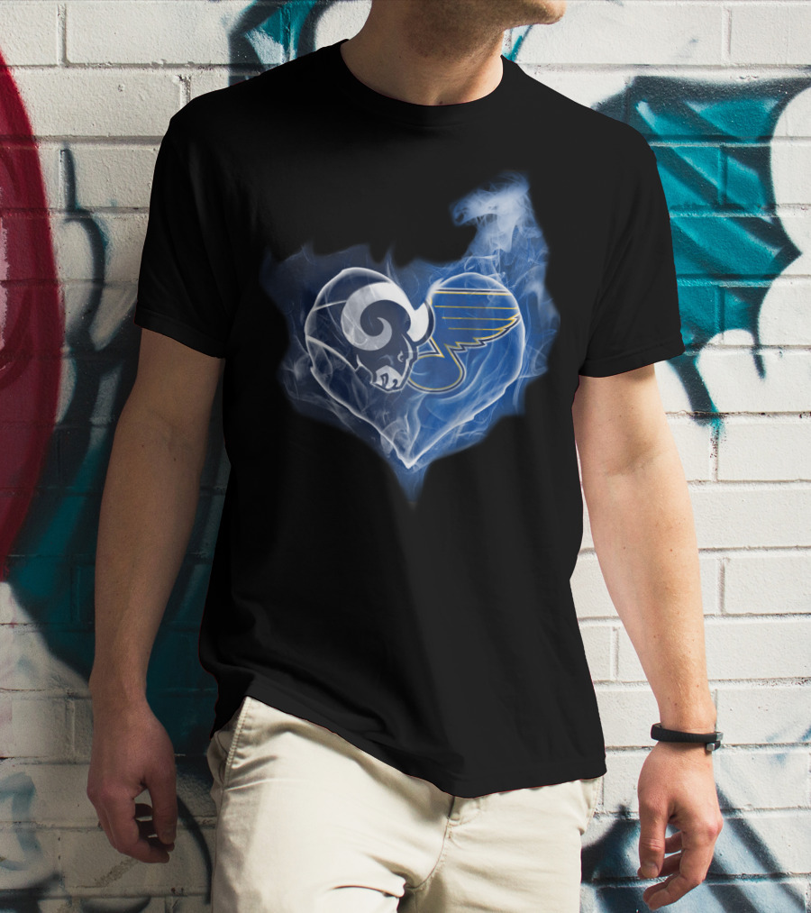 Rams Blues Heart Logo Fusion T-Shirt