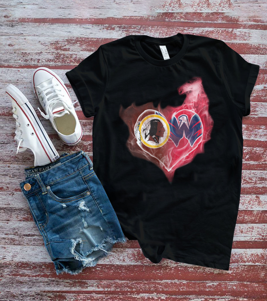 Washington Redskins And Wizards Heart Symbol T-Shirt