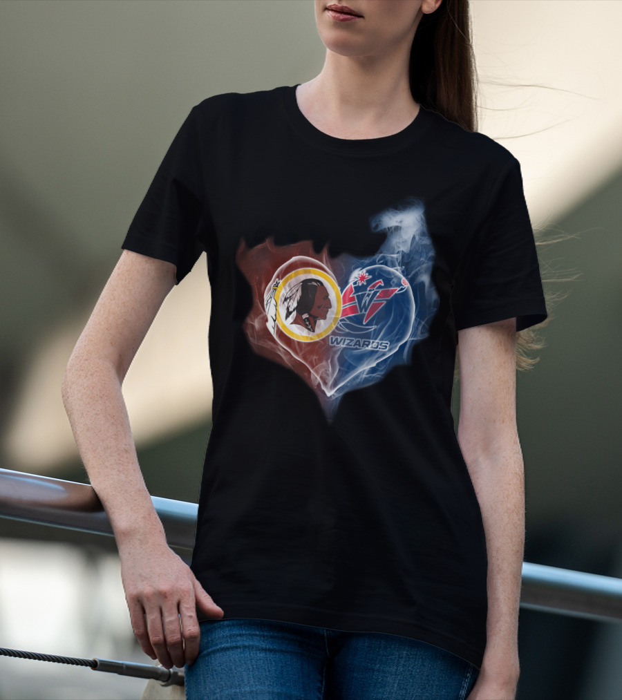 Washington Redskins And Wizards Heart Logo Fusion Ttk T-Shirt