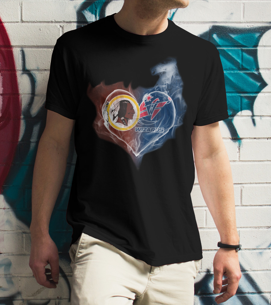 Washington Redskins And Wizards Heart Logo Fusion Ttk T-Shirt