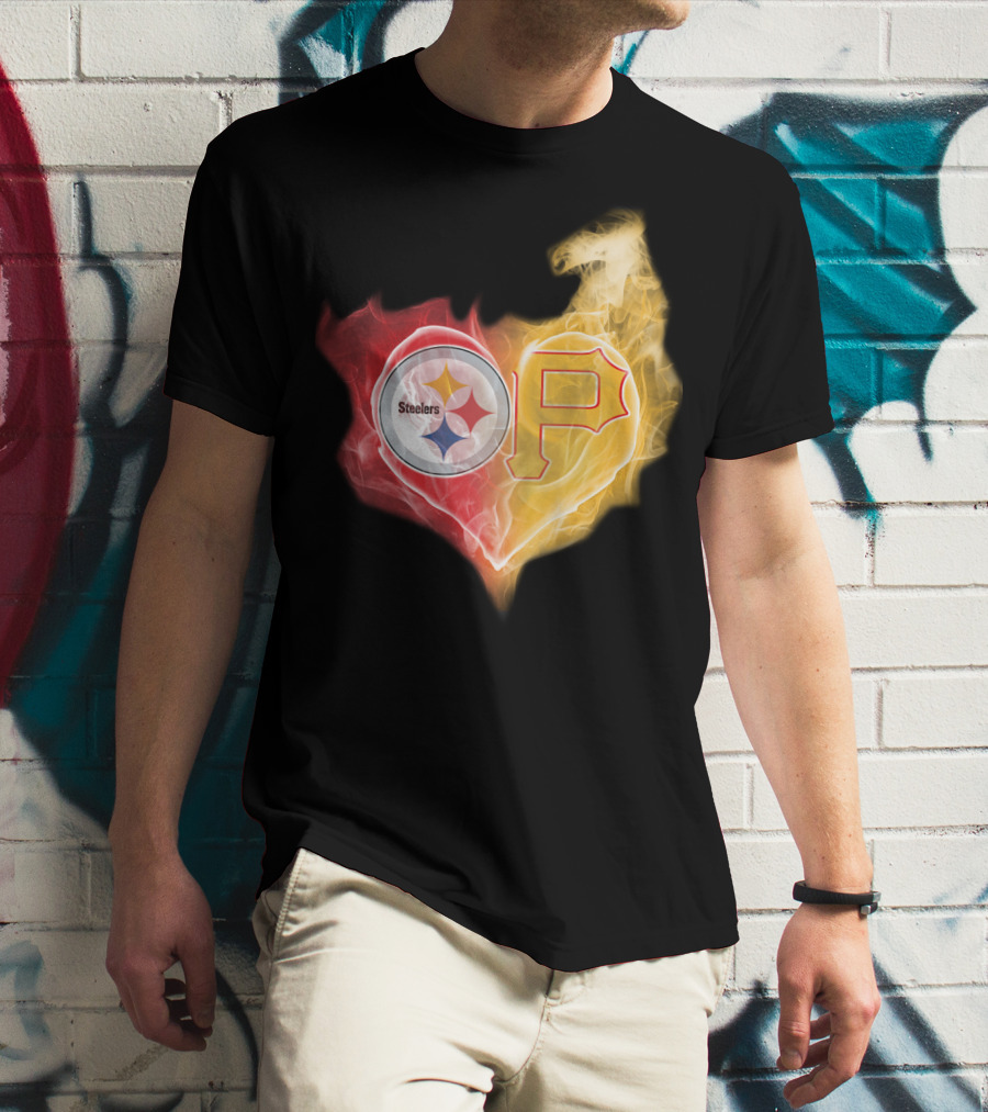 Steelers Pirates Heart Logo T-Shirt