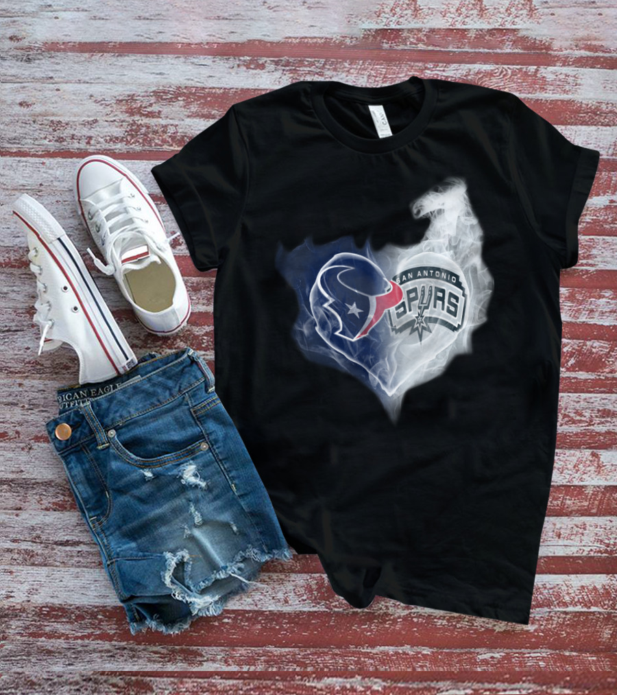 Houston Texans San Antonio Spurs Heart Shape T-Shirt