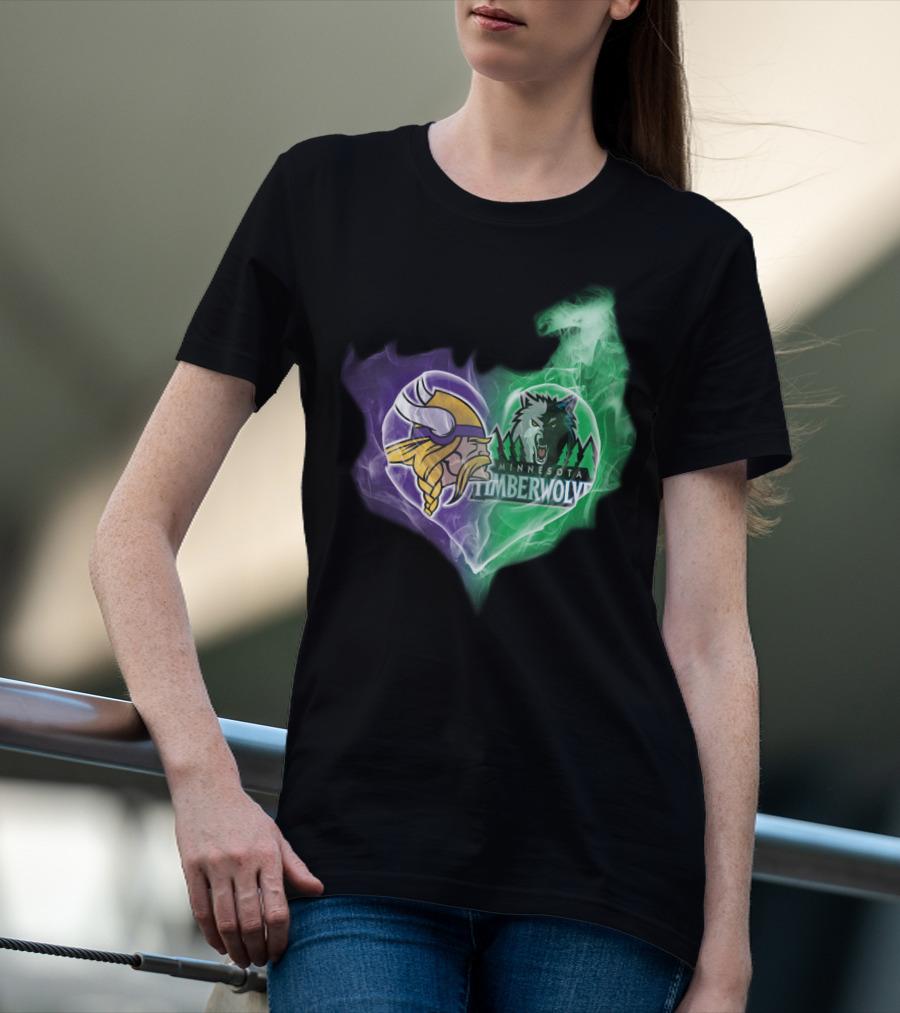 Minnesota Vikings Timberwolves Heart Smoke T-Shirt