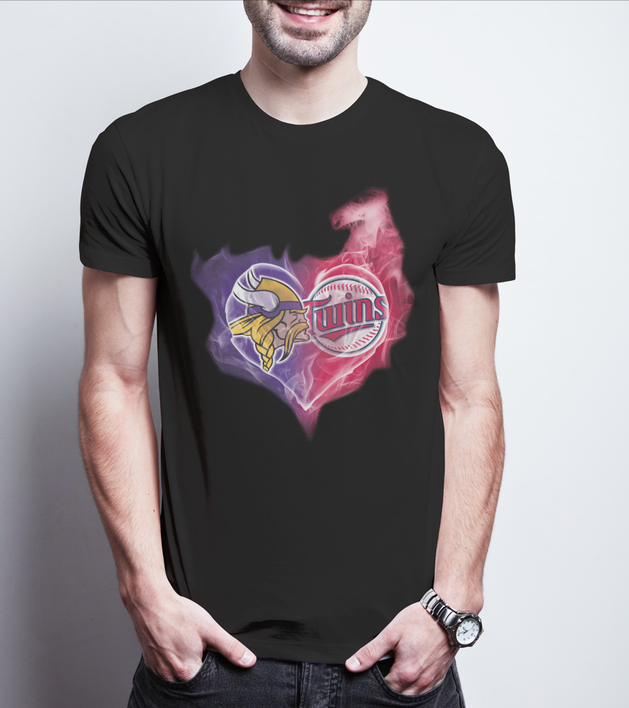 Minnesota Vikings Twins Heart Smoke Unity T-Shirt