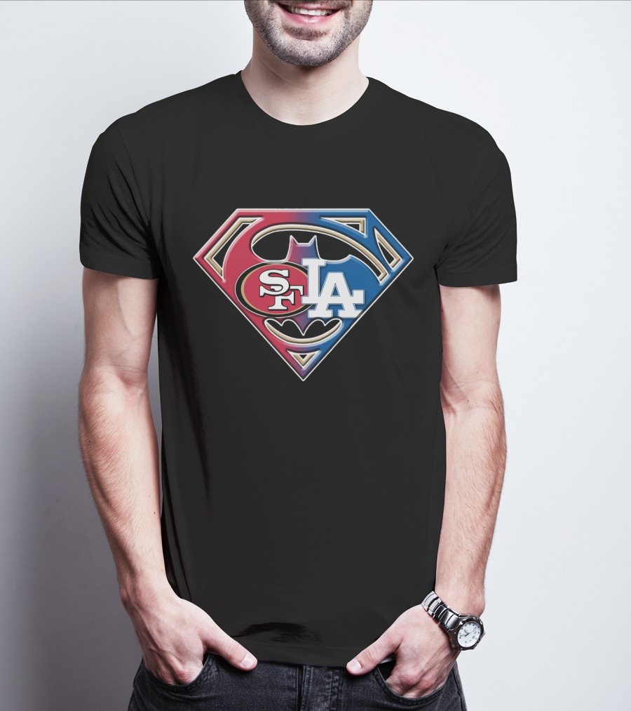 Sf 49ers La Dodgers Bat 002 Superhero T-Shirt