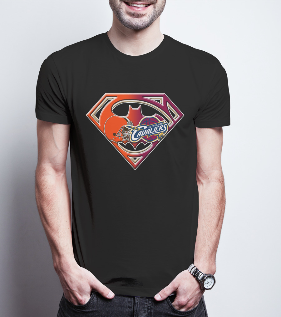 Cleveland Cavaliers Browns Super Bat 021 Logo Fusion T-Shirt
