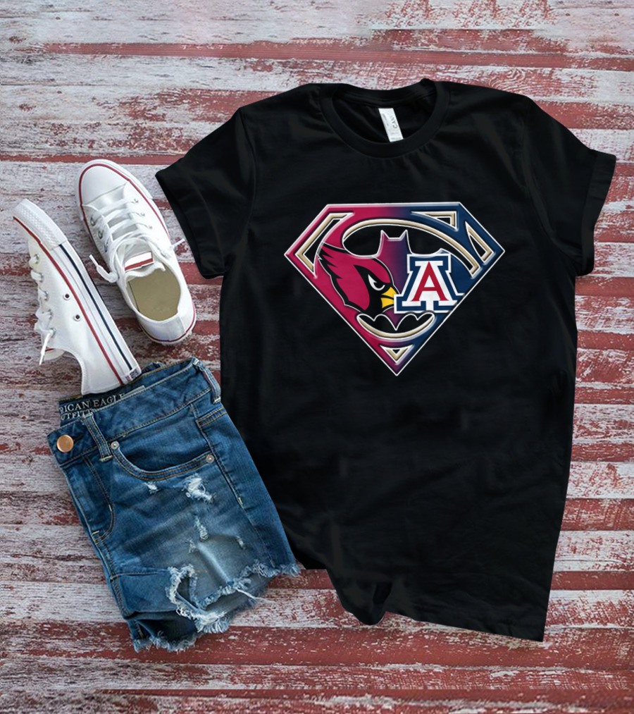 Arizona Cardinals Arizona Wildcats Superhero Logo Fusion Bat 031 T-Shirt