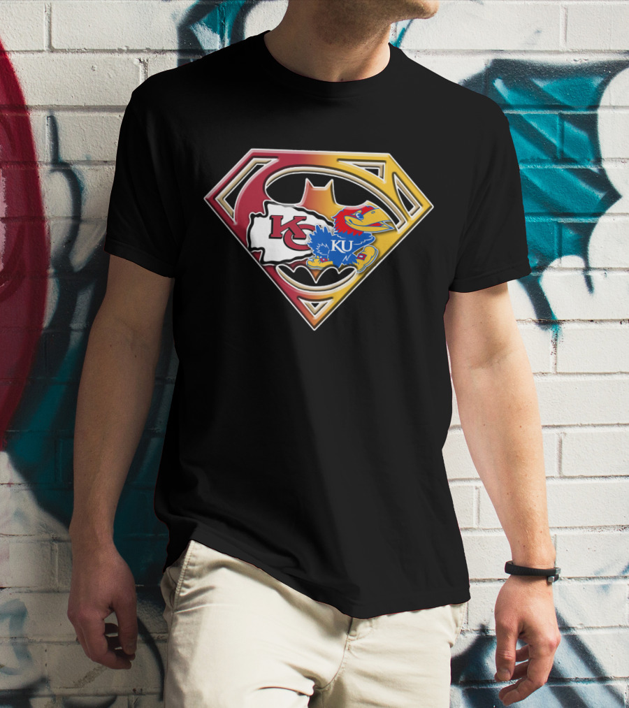 Kansas City Chiefs Kc Ku Jayhawks Superman T-Shirt