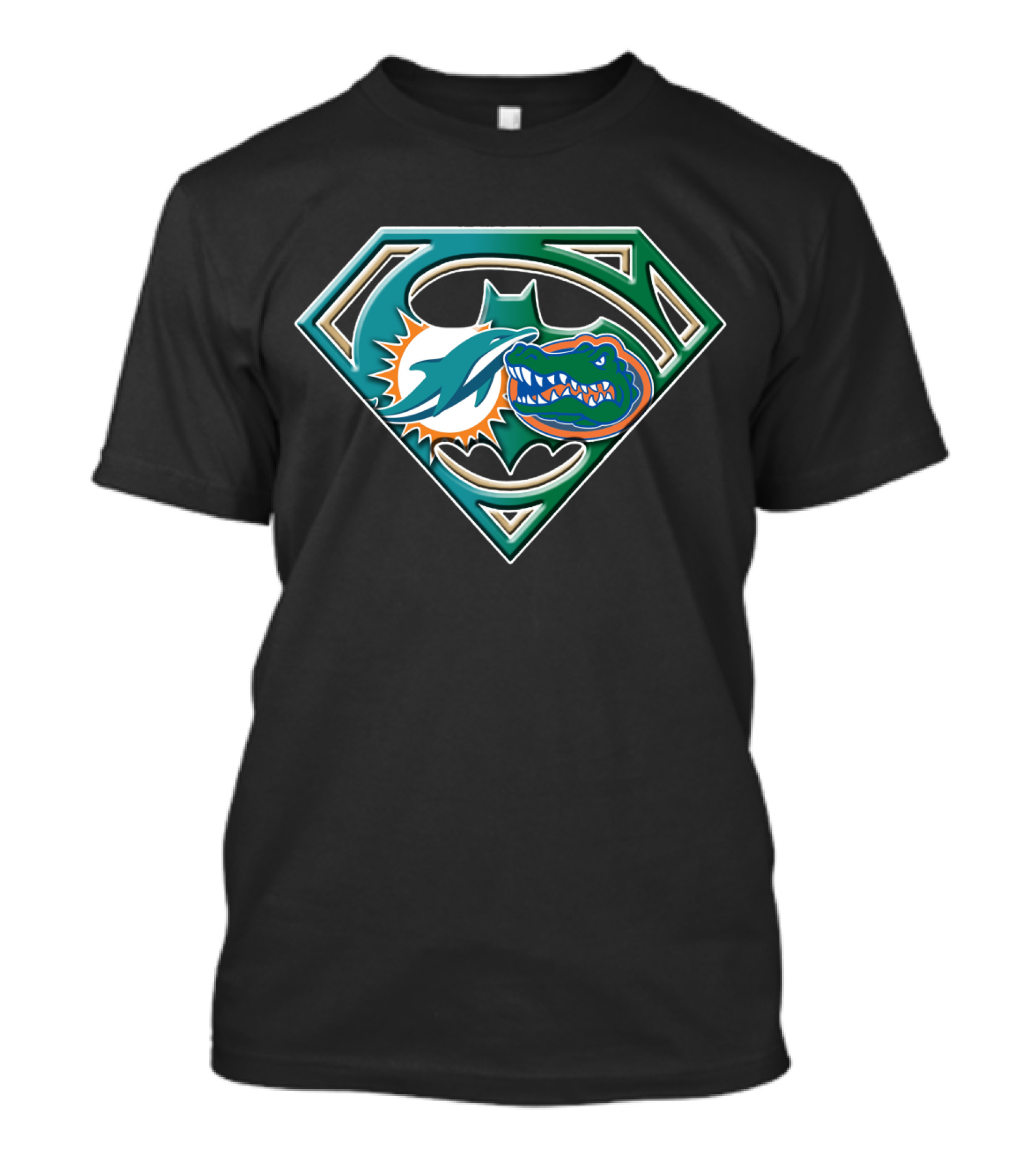 Superman Miami Dolphins Florida Gators Batman Logo Fusion T-Shirt