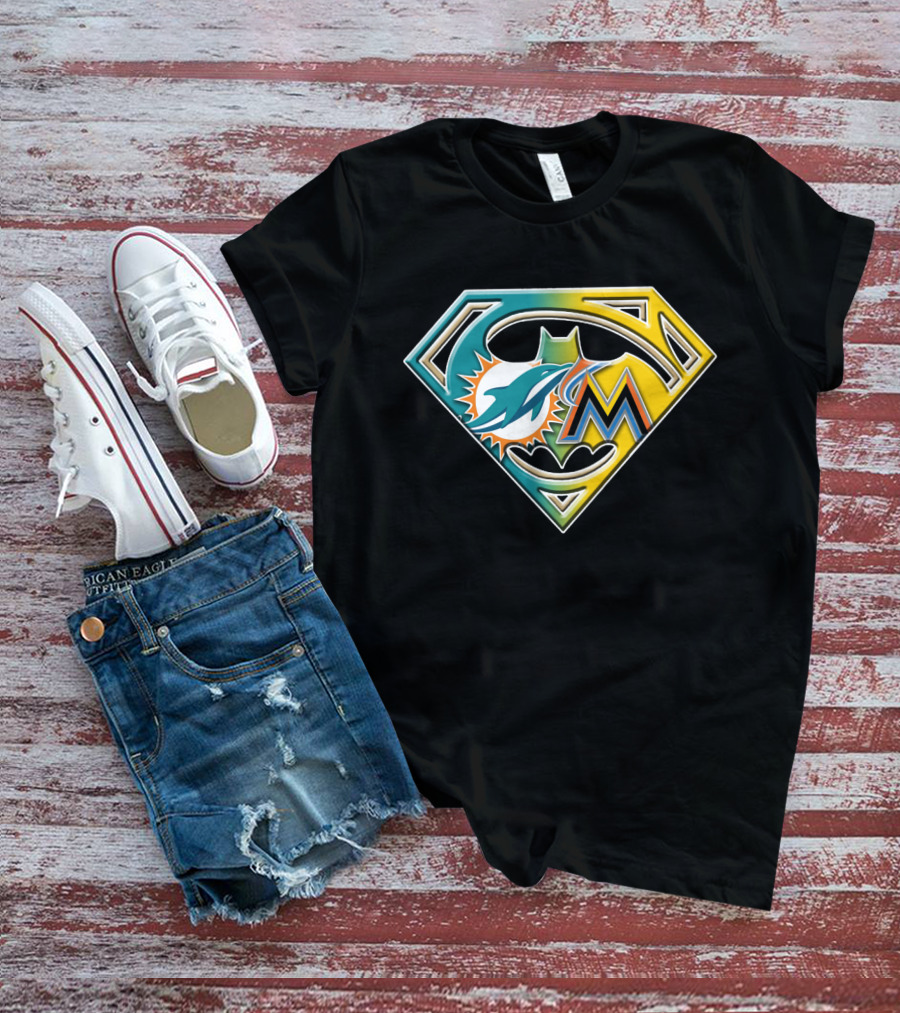 Miami Dolphins Marlins Batman Superman Bat 055 T-Shirt