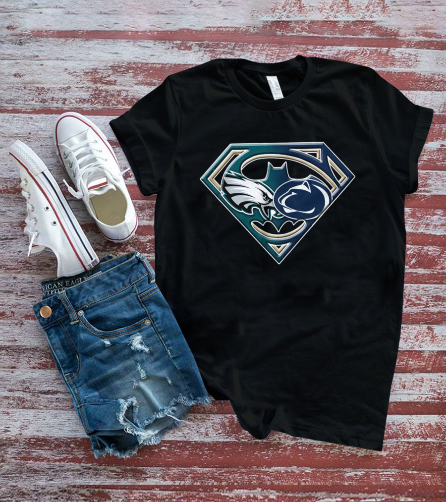 Batman Superman Philadelphia Eagles Penn State Mashup Bat 056 T-Shirt