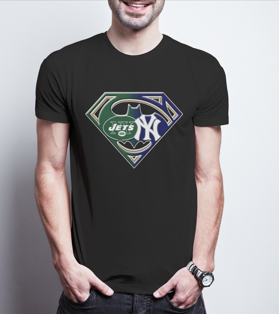 New York Jets Yankees Superman Batman T-Shirt
