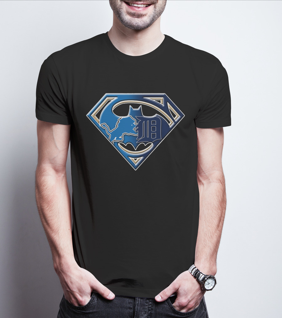 Detroit Lions Batman Superman Logo Fusion Bat 076 T-Shirt