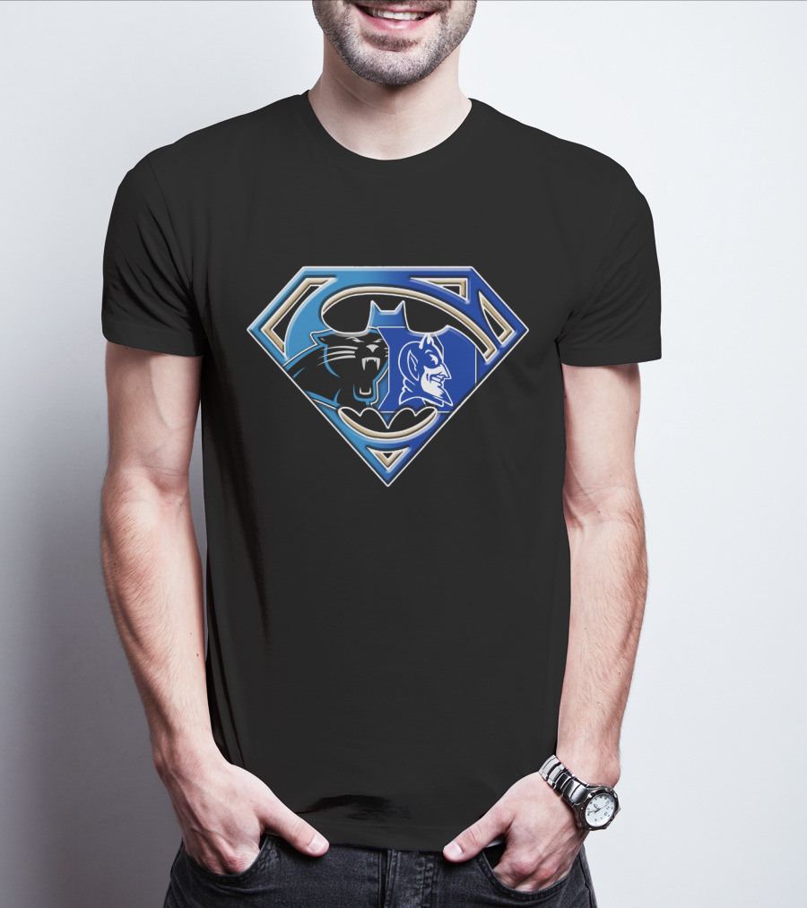 Superman Logo Carolina Panthers Duke Blue Devils Batman Bat T-Shirt