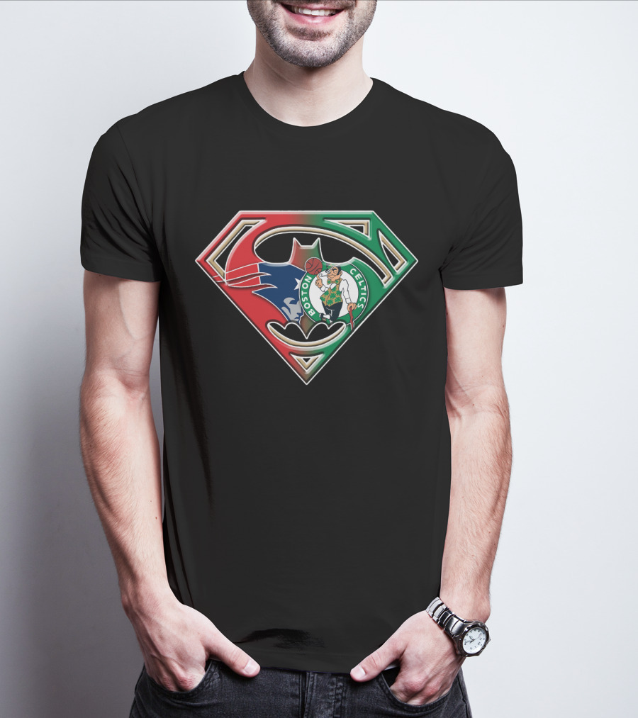 Batman Superman Boston Celtics Logo Fusion T-Shirt