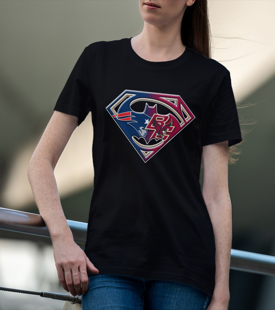 Superhero Boston Patriots College Eagles Logo Fusion T-Shirt