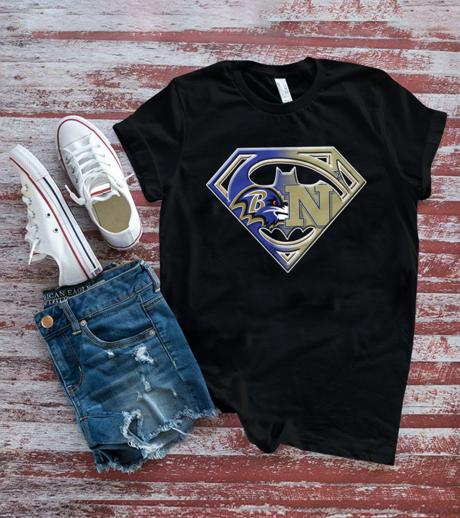 Baltimore Ravens Navy Superman Bat Signal T-Shirt