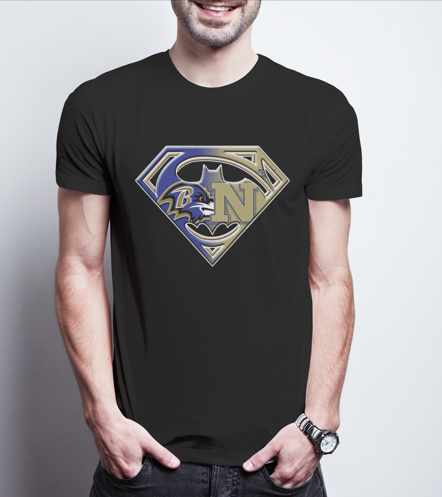 Baltimore Ravens Navy Superman Bat Signal T-Shirt