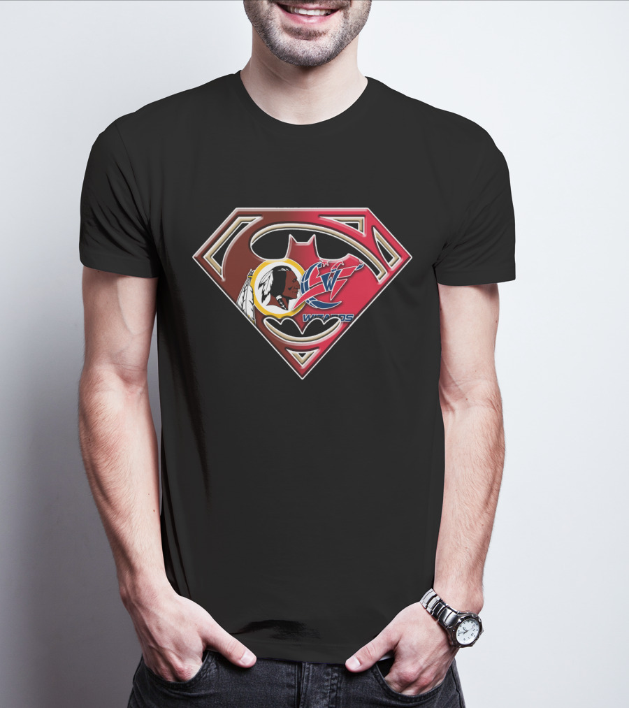 Washington Wizards Redskins Superman Bat Symbol Fusion T-Shirt