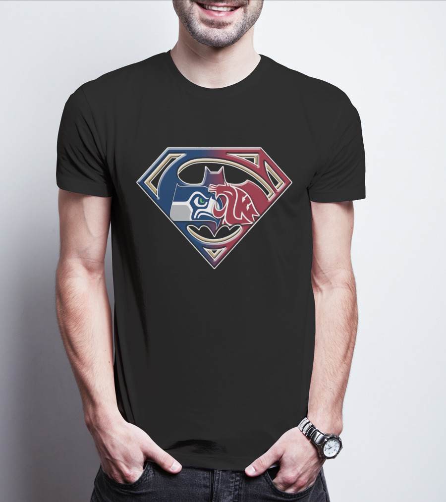Seattle Seahawks Batman Superman Mashup Bat 112 T-Shirt