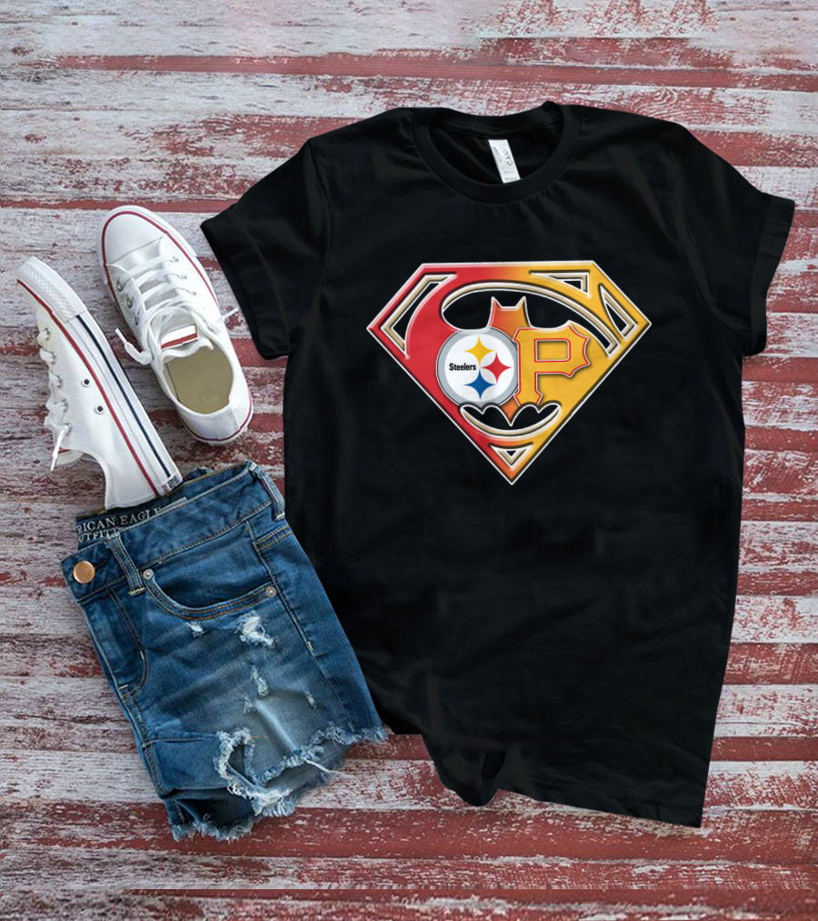 Steelers Pirates Superman Batman Logo Combo T-Shirt