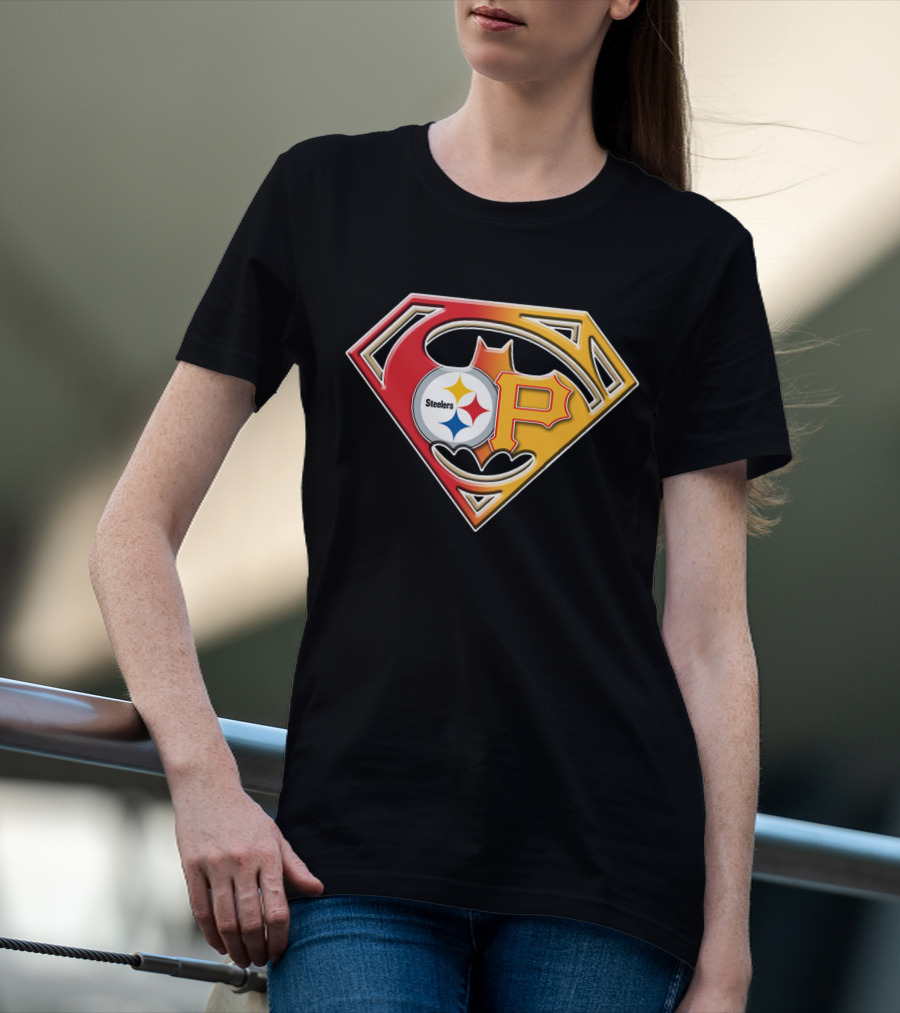 Steelers Pirates Superman Batman Logo Combo T-Shirt