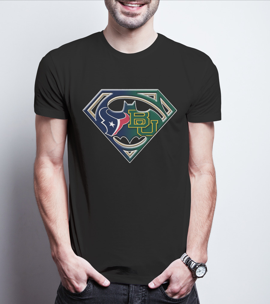 Baylor Bears Houston Texans Batman Superman Mashup Bat 117 T-Shirt