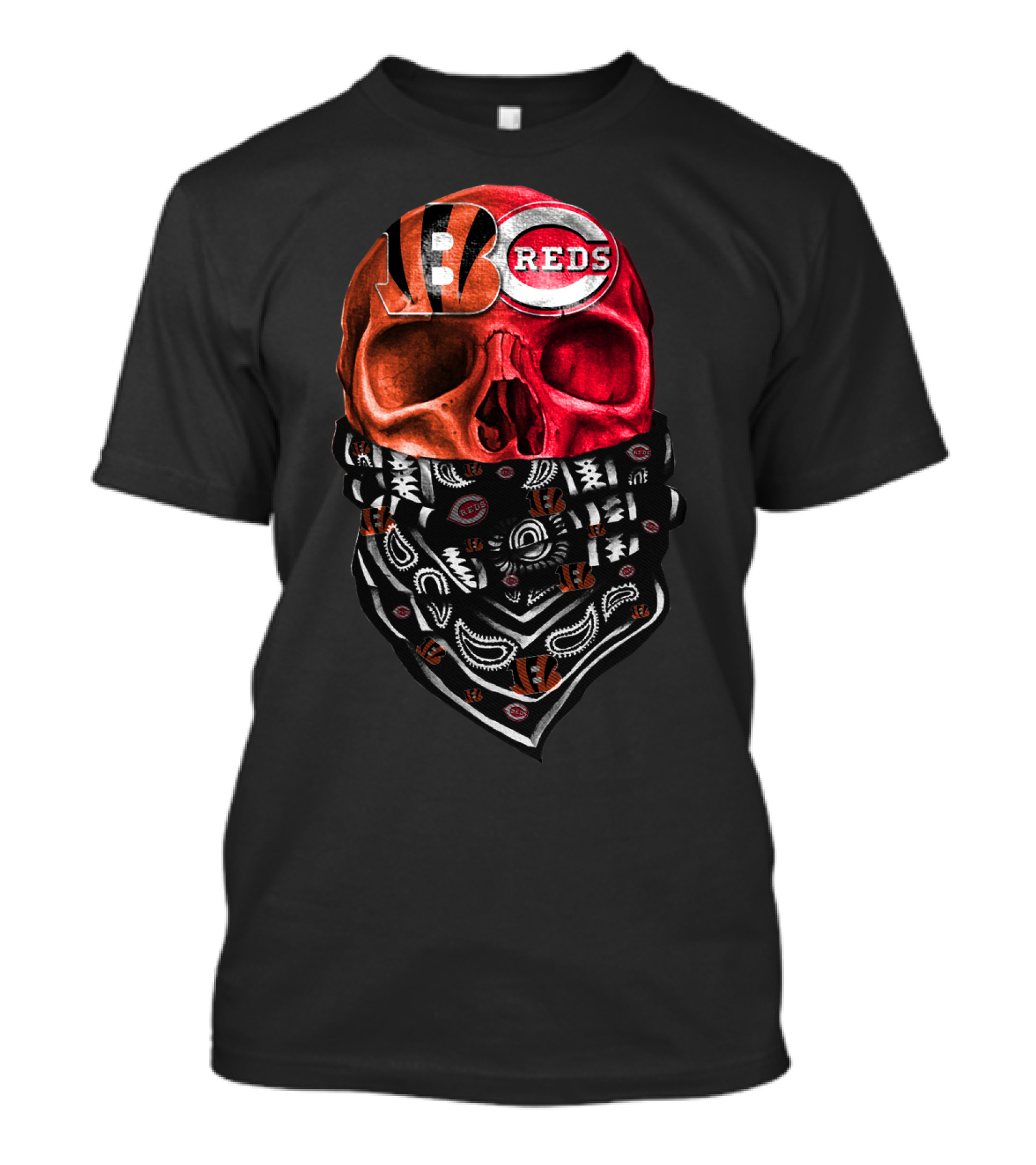 Bengals Reds Skull Bandana T-Shirt