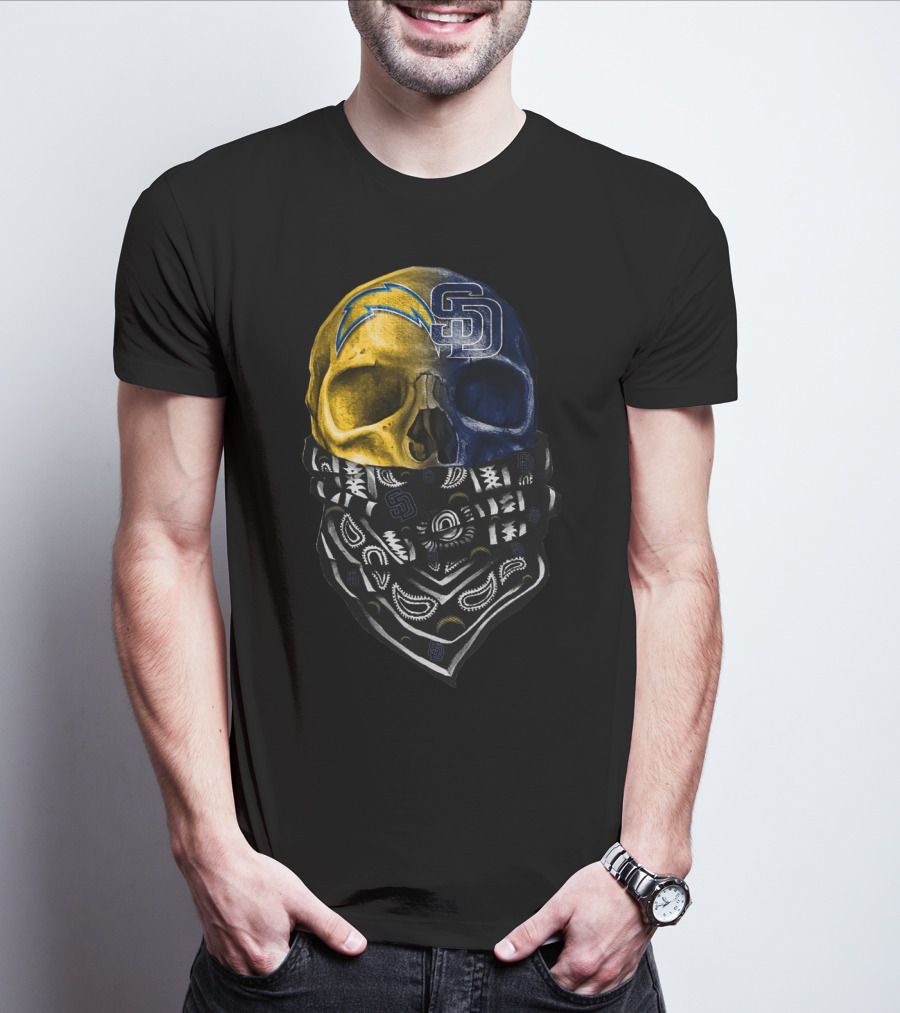 Chargers Padres Skull Bandana T-Shirt