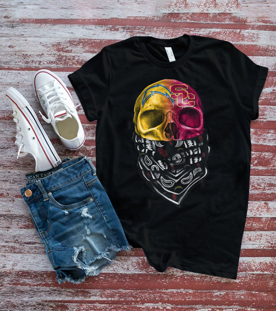 Sku 035 Usc Chargers Skull Bandana T-Shirt