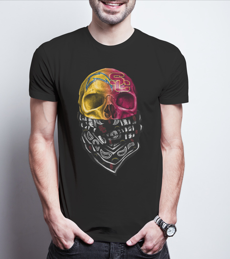 Sku 035 Usc Chargers Skull Bandana T-Shirt