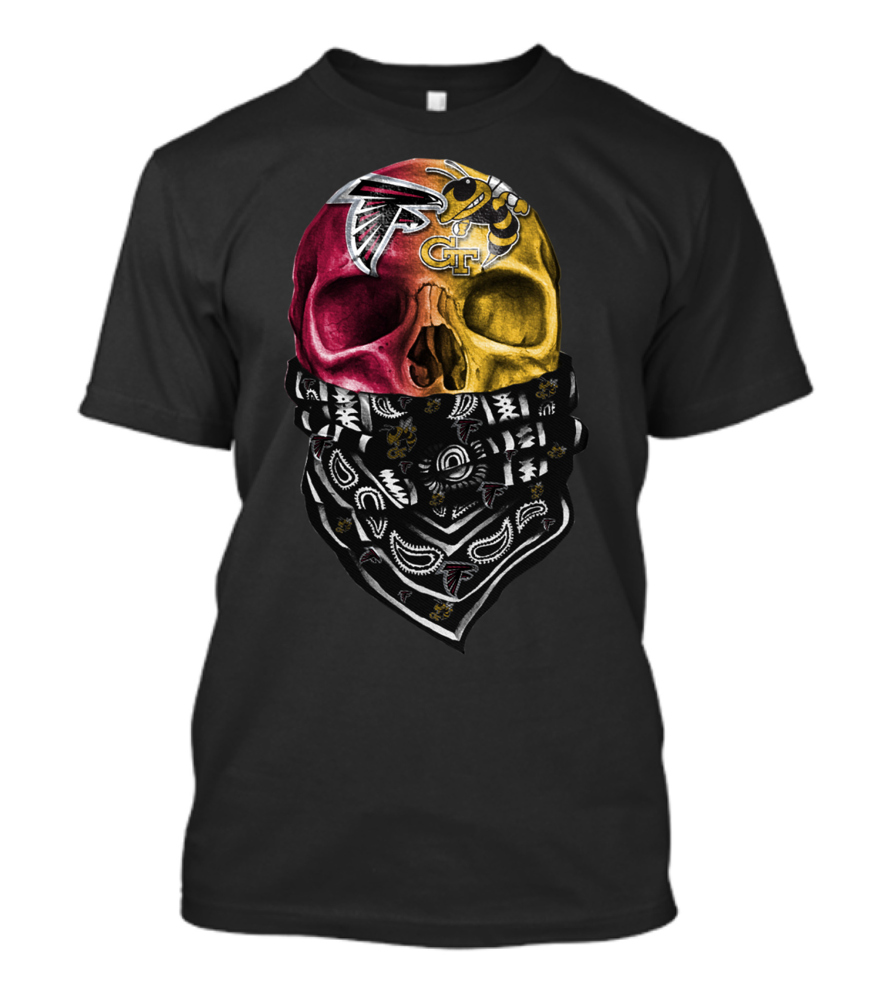 Atlanta Falcons Georgia Tech Yellow Jackets Skull Bandana T-Shirt